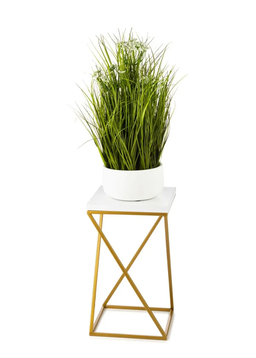 HowHomely Květinový stojan LOFT III 40 cm zlatý/bílý