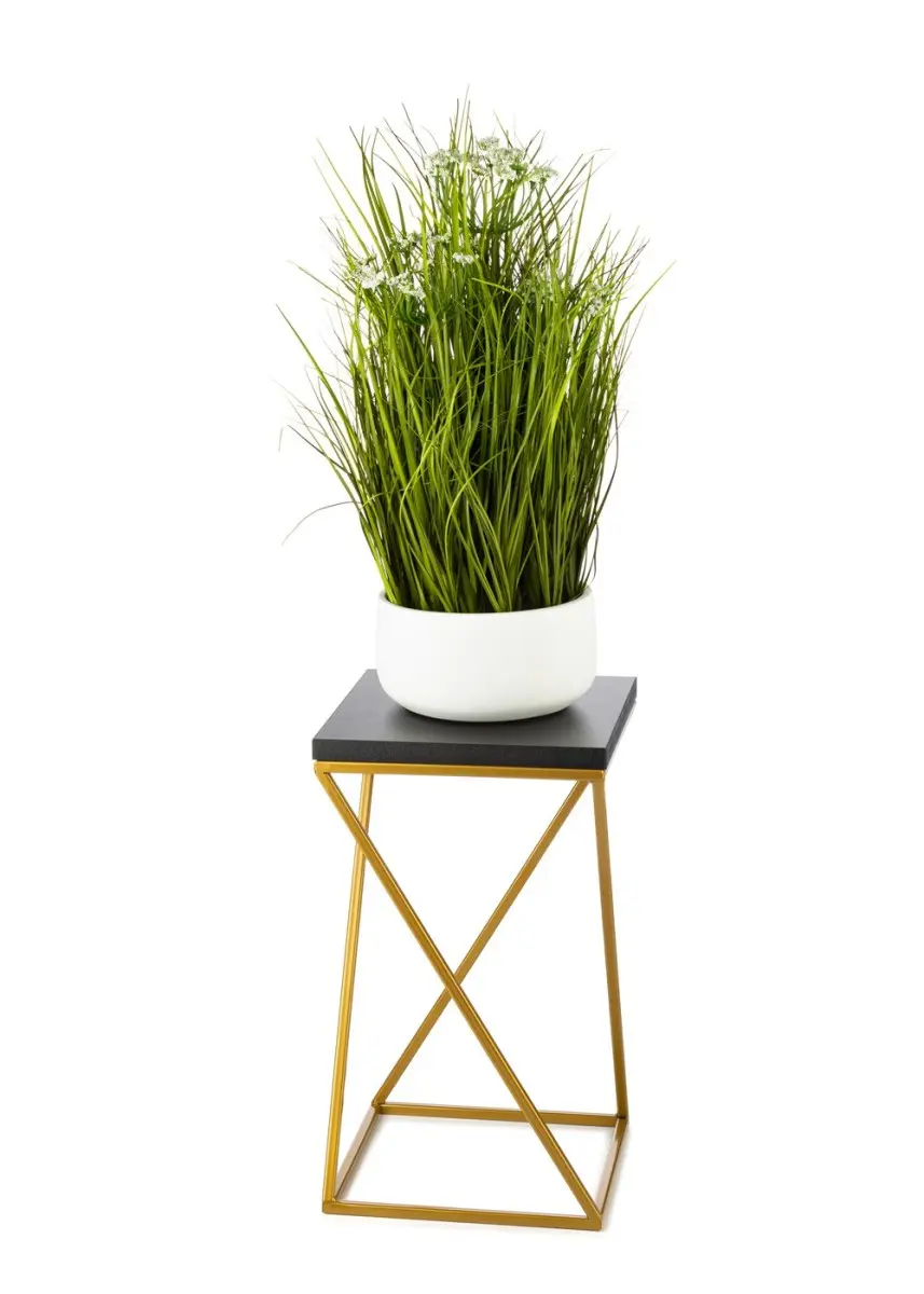 HowHomely Květinový stojan LOFT III 40 cm zlatý/černý