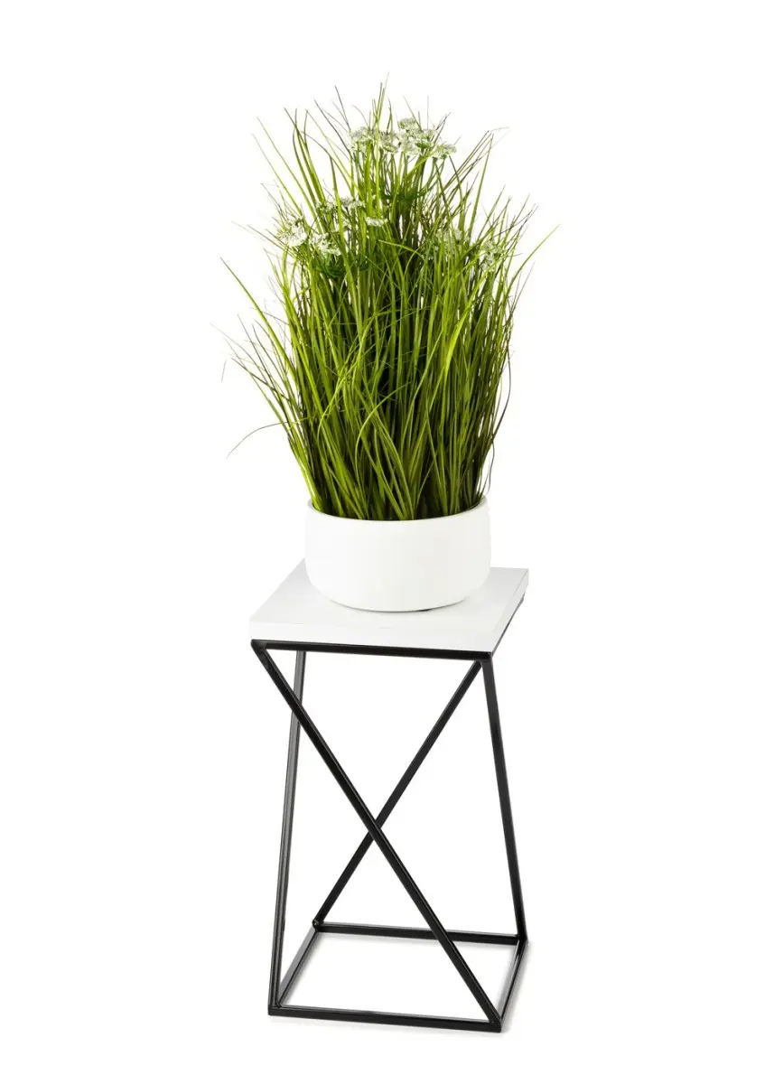HowHomely Květinový stojan LOFT III 40 cm černý/bílý