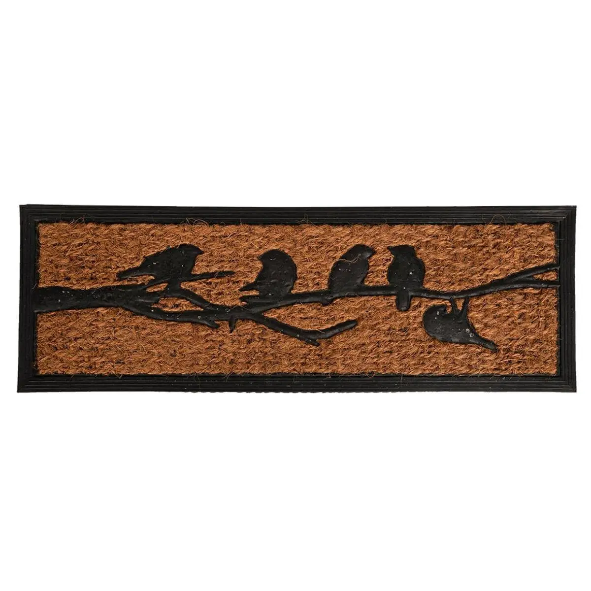 Esschert Design Kokosová rohožka Birds 75 x 25 cm černá/hnědá