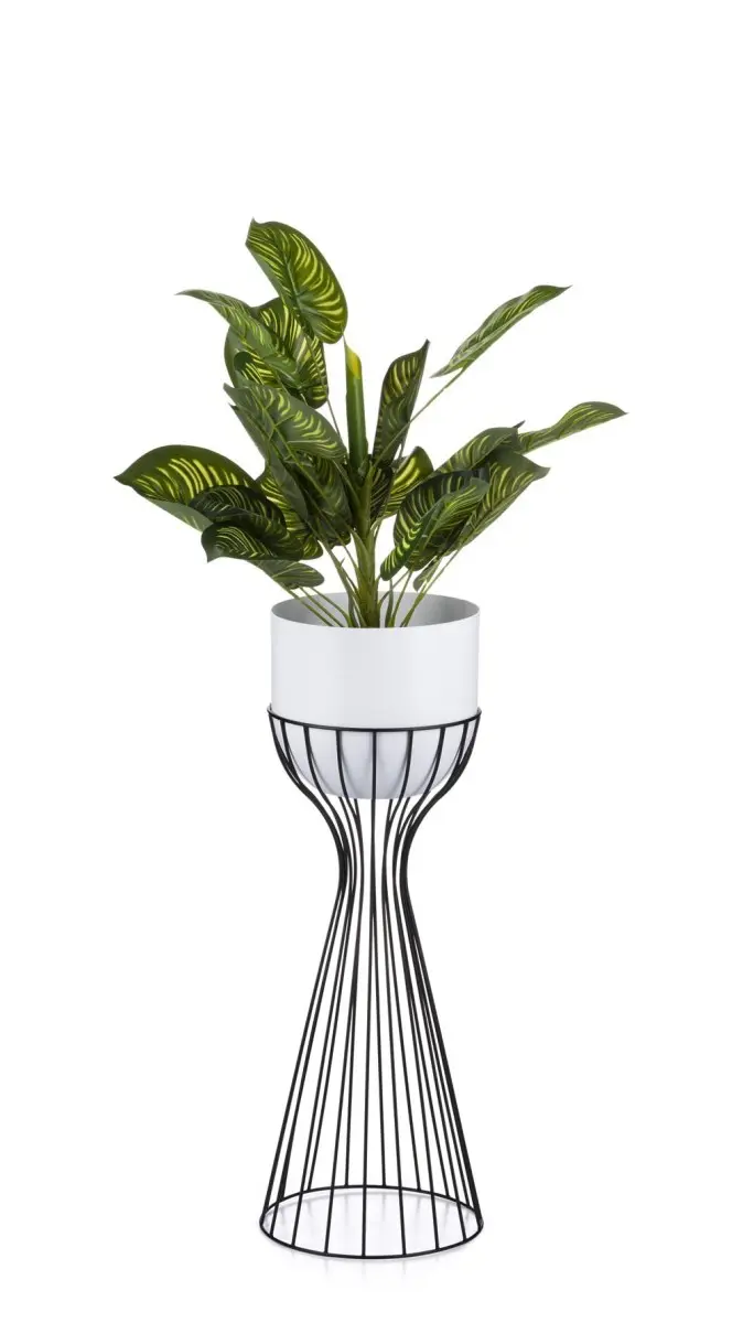 HowHomely Květinový stojan LOFT 56 cm černý/bílý
