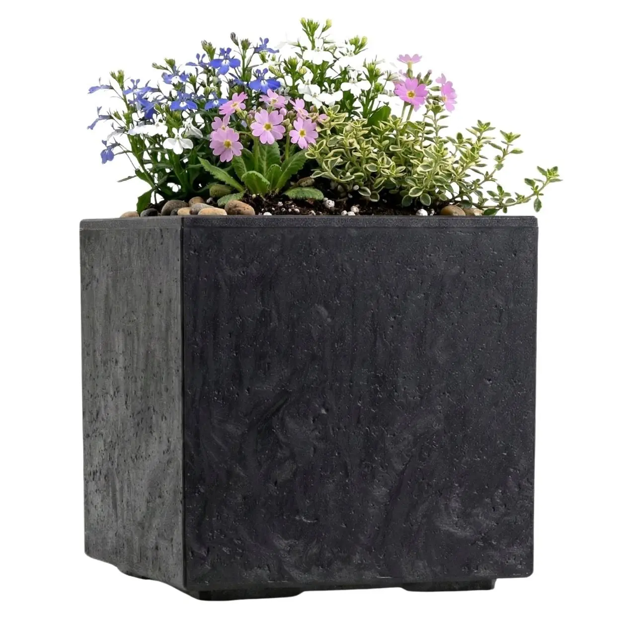 HowHomely Květináč na kolečkách BETONIQUE 30x30 cm beton černý