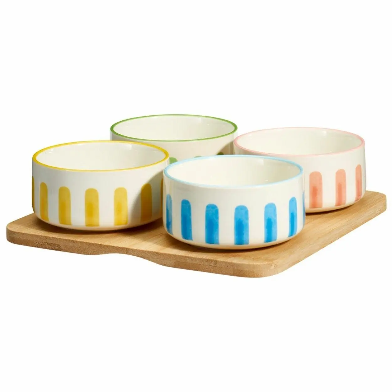 HowHomely Servírovací sada 5 ks Sunny Stripes hnědá/vícebarevná
