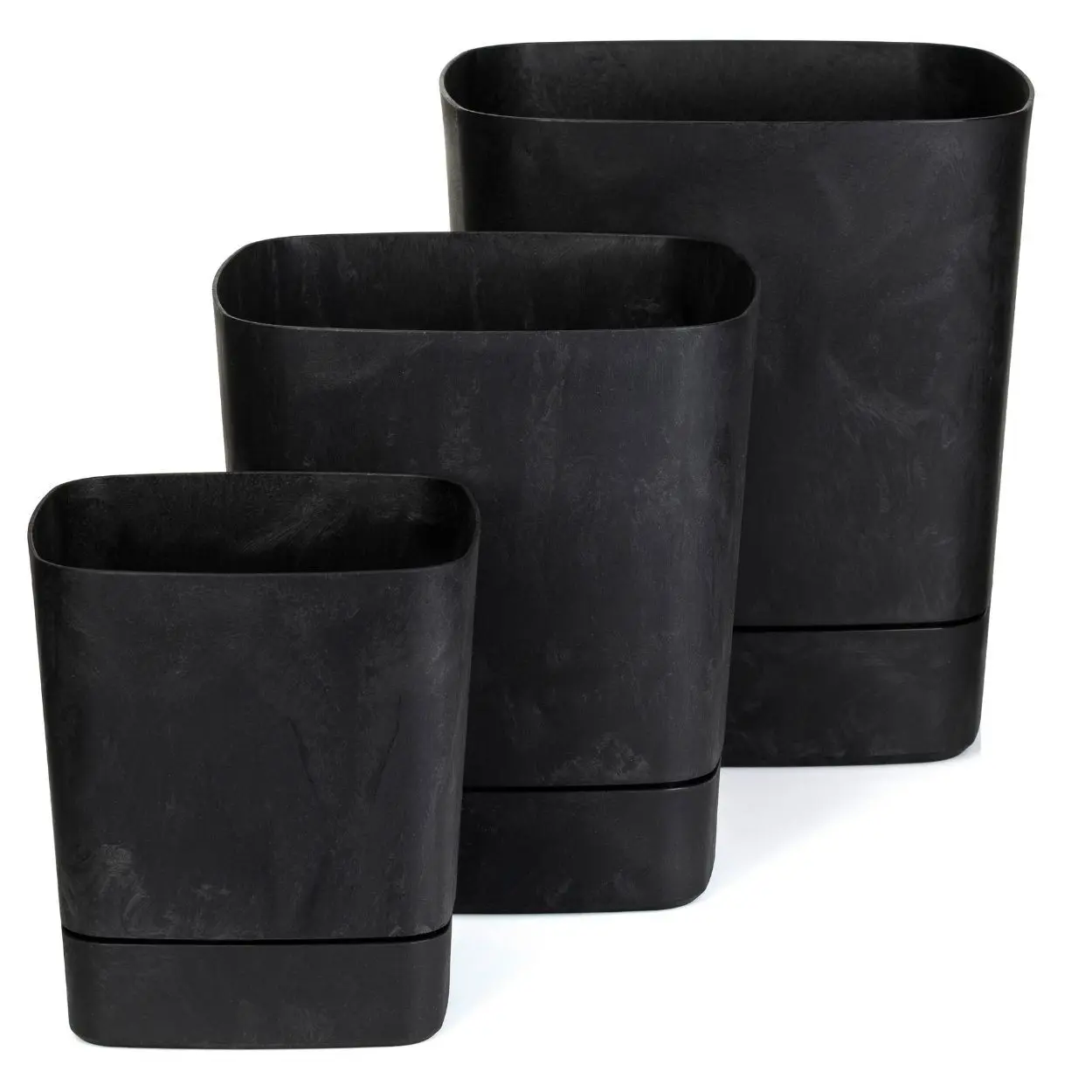 HowHomely Sada 3 ks květináčů Cubi 16x16/19x19/25x25 cm černý beton