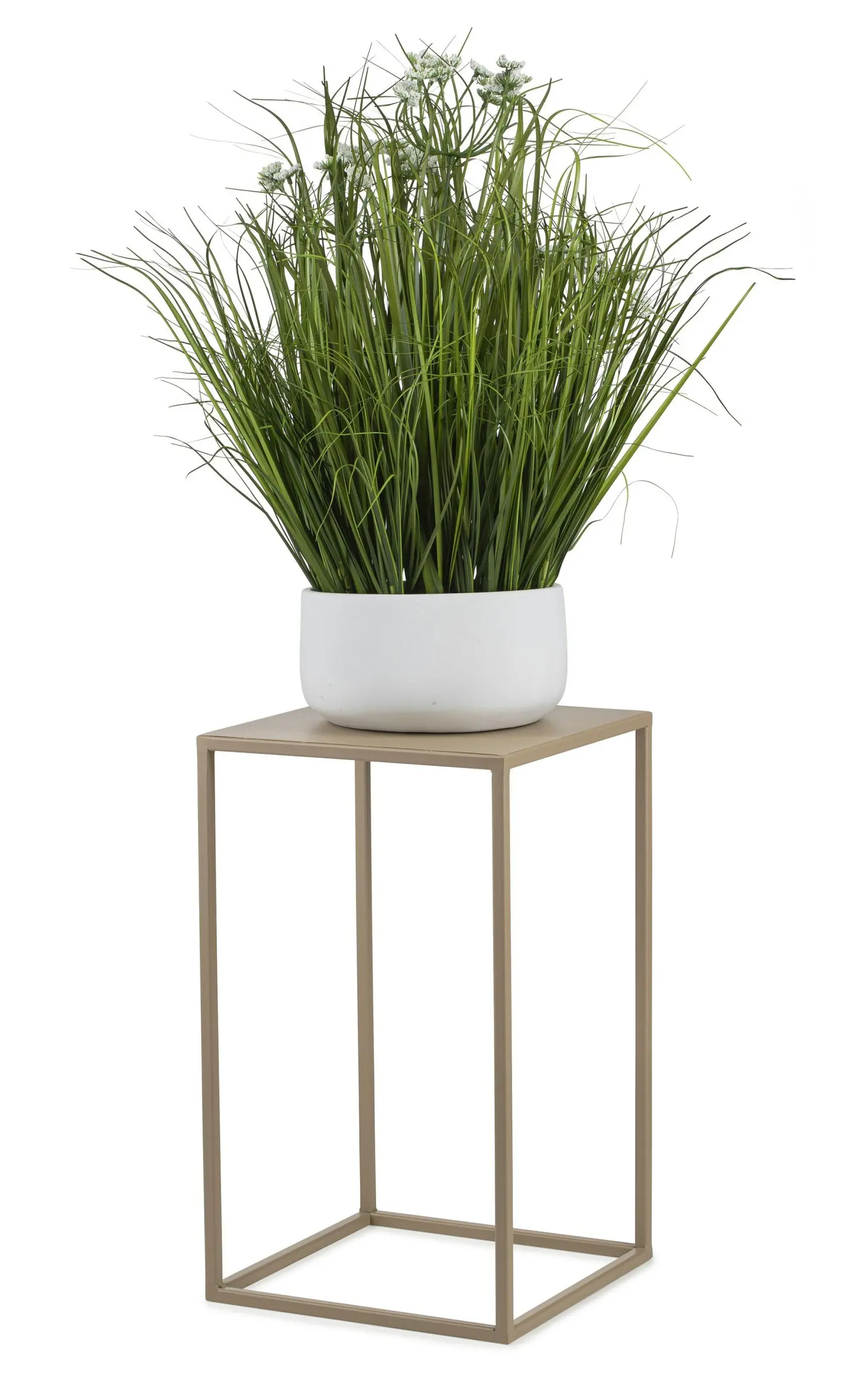 HowHomely Kovový stojan na květiny BOOLO 40 cm béžový