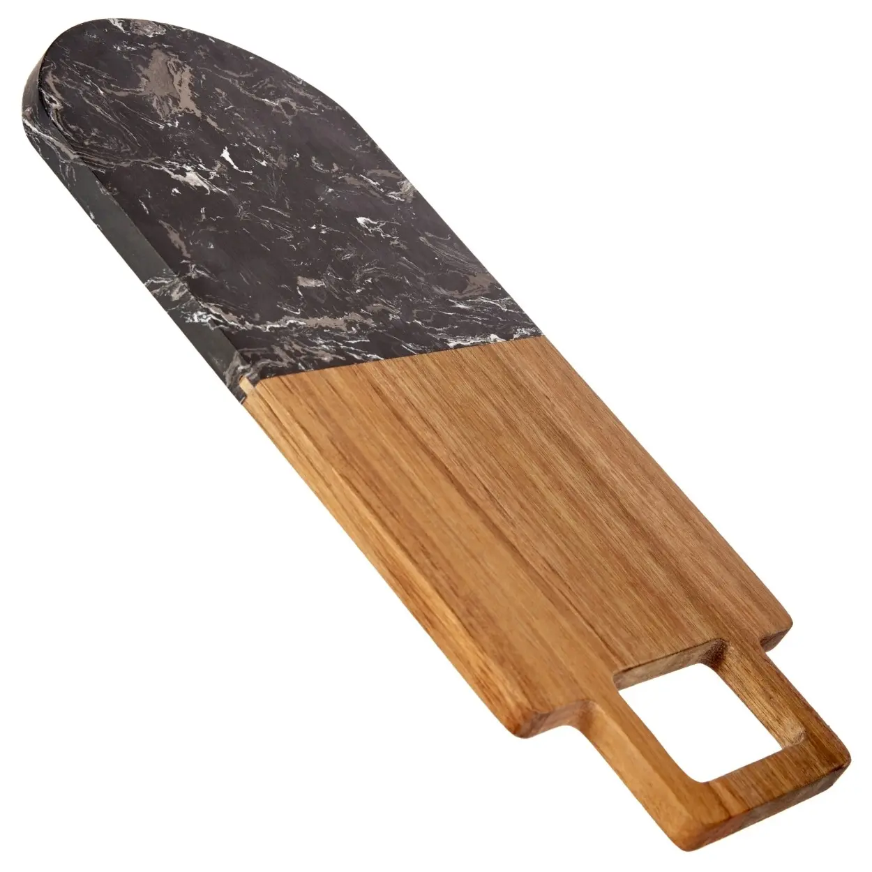 KINVARA Krájecí prkénko s úchytem PREPPY 38x18 cm z masivu/černý mramor