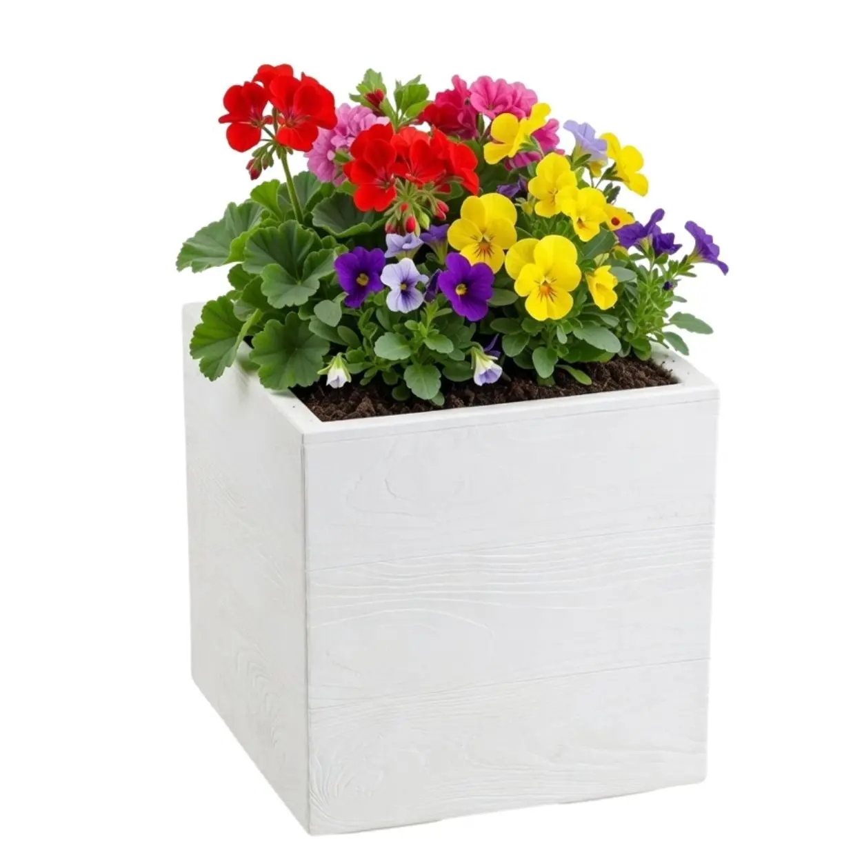 HowHomely Květináč na kolečkách BETONIQUE 30x30 cm krémový
