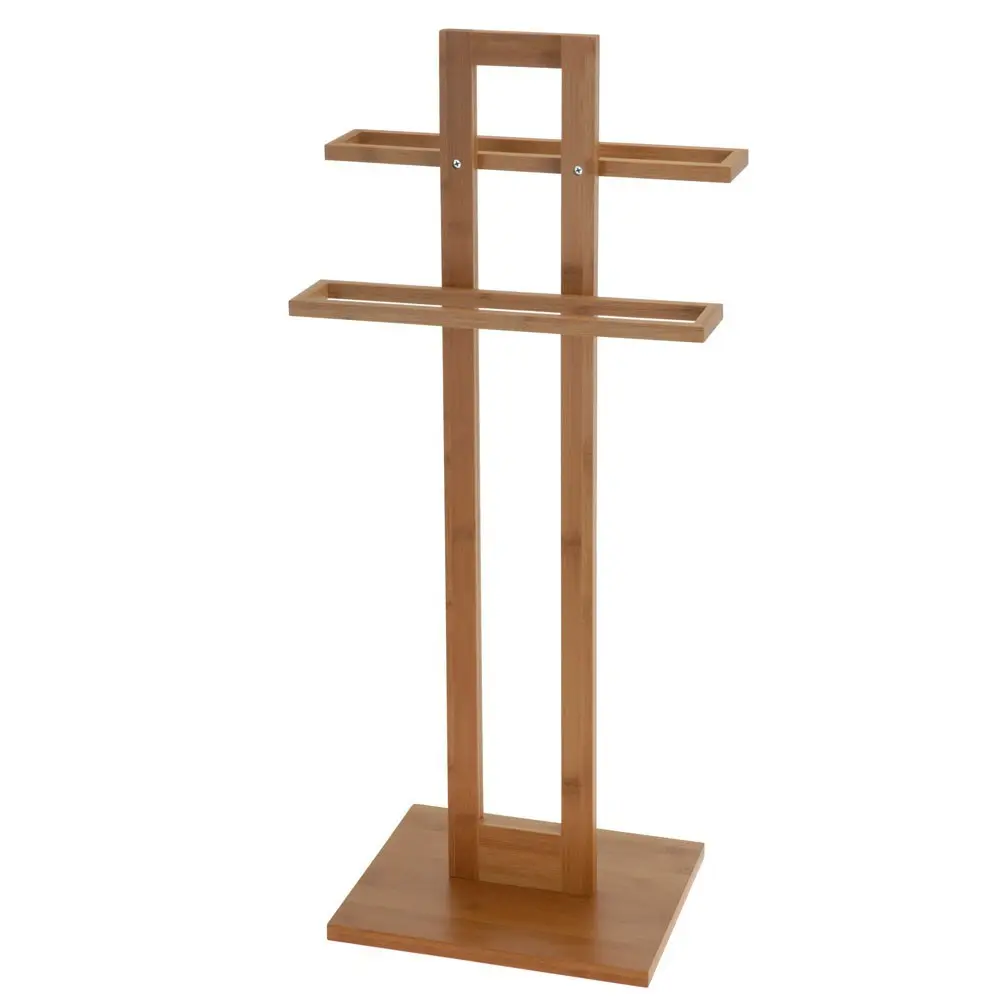 Bathroom Solutions Koupelnový věšák na ručníky BAMBOO, 2 ramenný hnědý 784300040