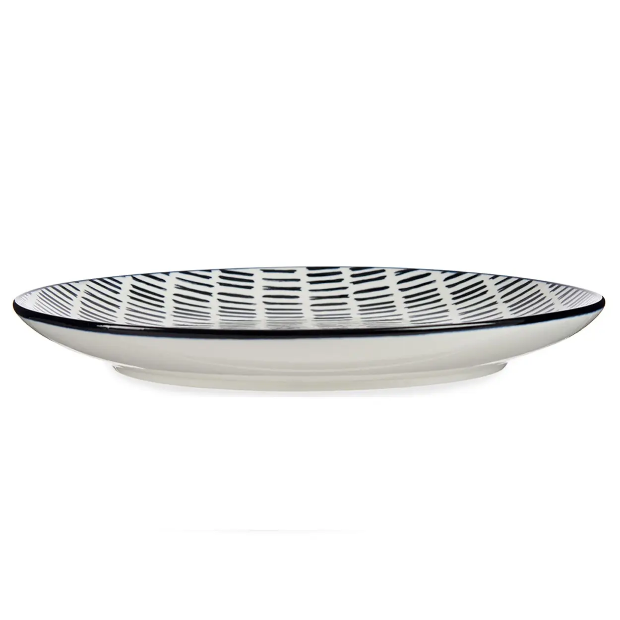 VESSIA Porcelánový mělký talíř LINEAS 24 cm černý/bílý