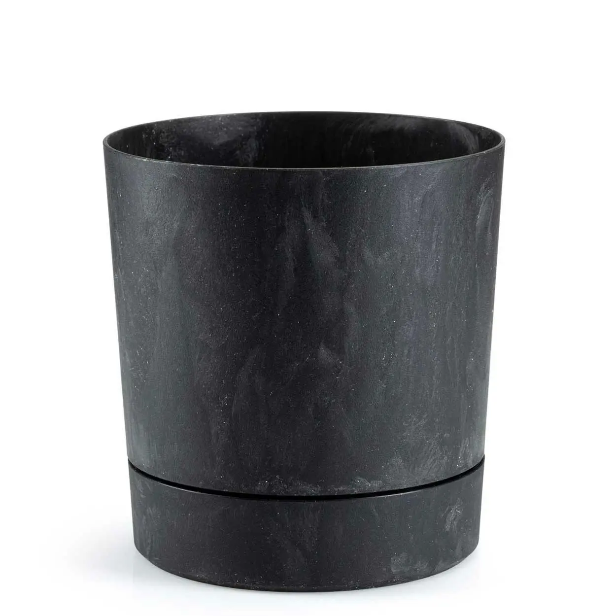 HowHomely Květináč s podmiskou AZALEA 17,5 cm černý beton