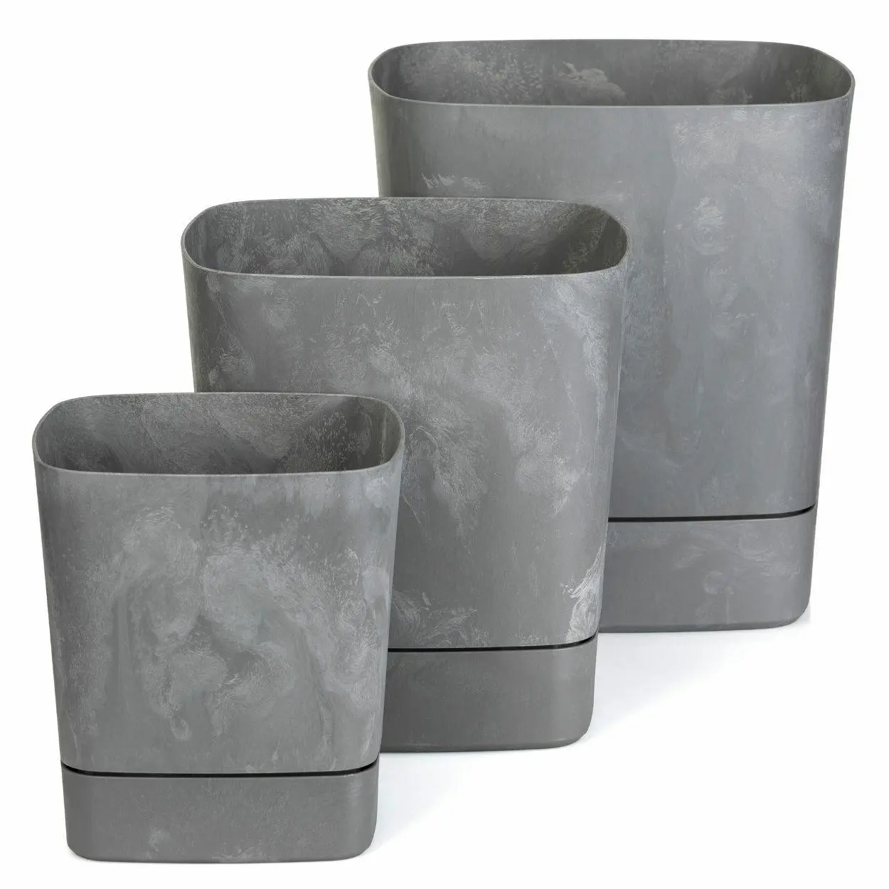 HowHomely Sada 3 ks květináčů Cubi 16x16/19x19/25x25 cm šedý beton