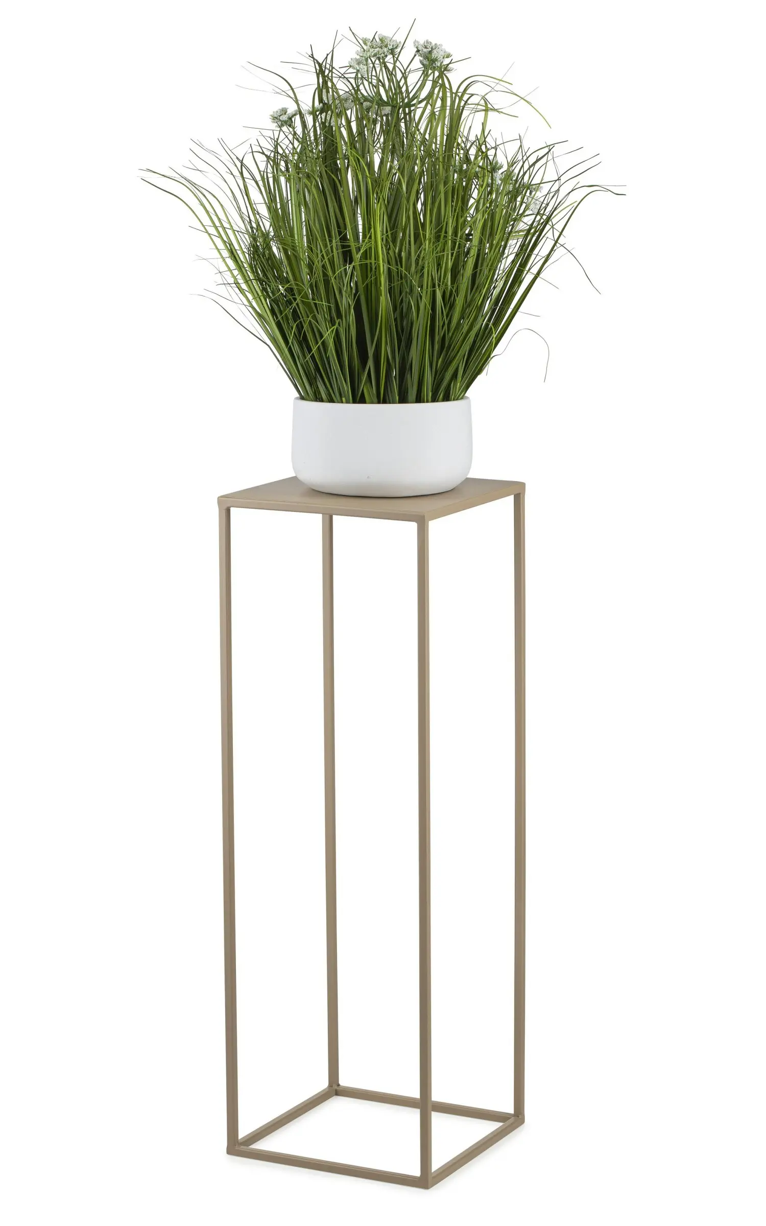 HowHomely Kovový stojan na květiny BOOLO 70 cm béžový