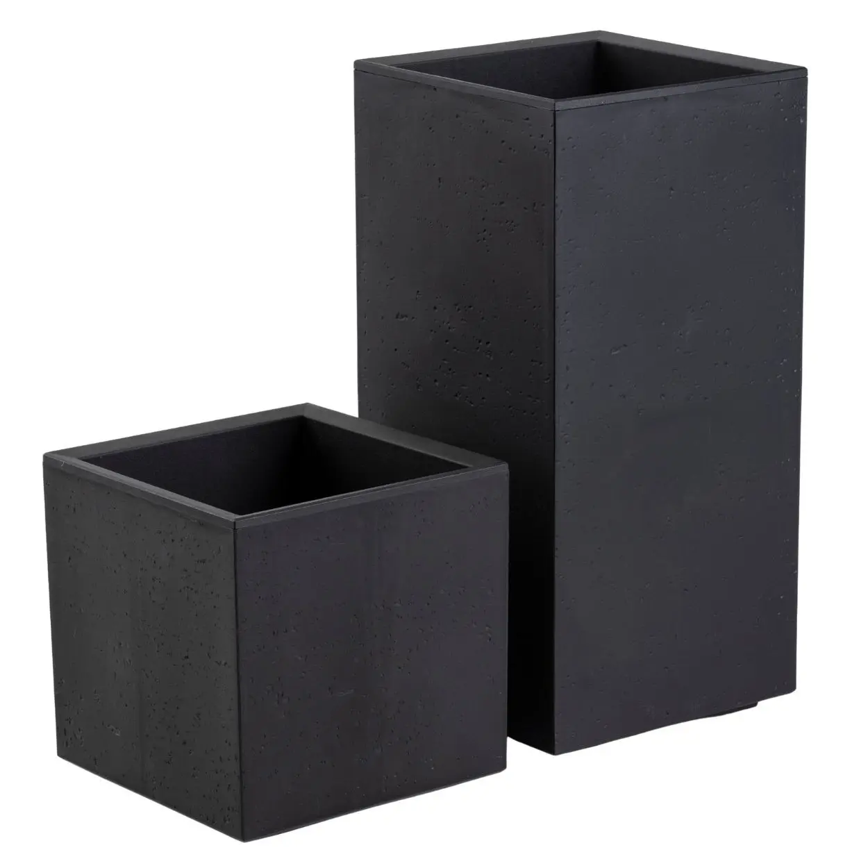 HowHomely Sada 2 ks květináčů BETONIQUE 30x30/30x60 cm beton černá