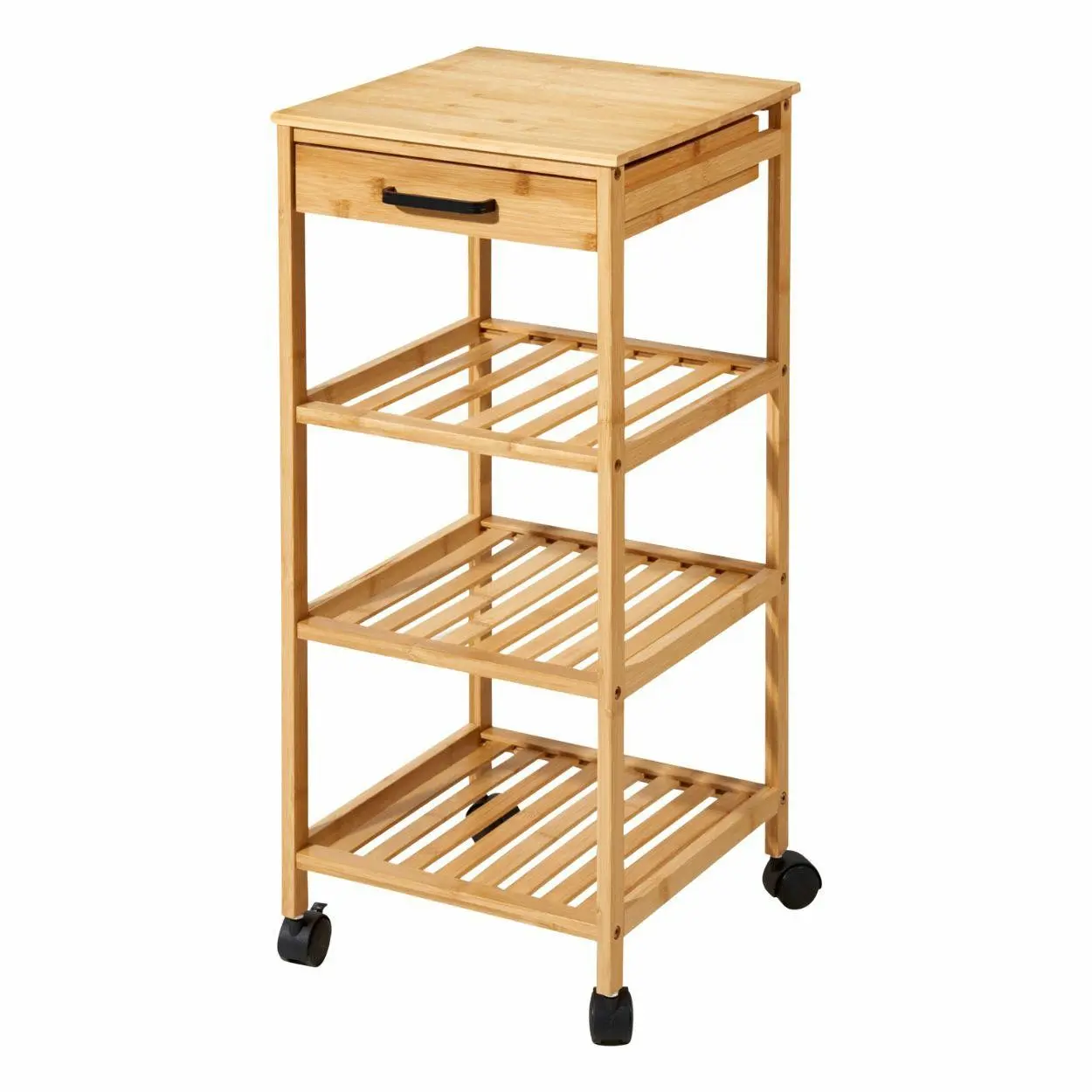 HowHomely Bambusový kuchyňský pojízdný regál Vozky hnědý