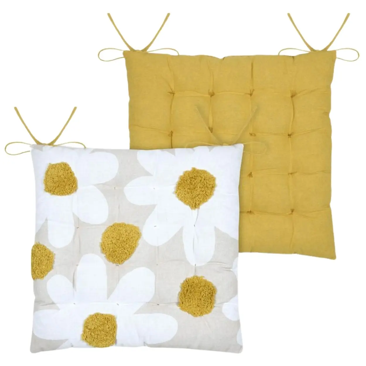 STOF Oboustranný podsedák na židli Camille 38x38 cm žlutý/bílý
