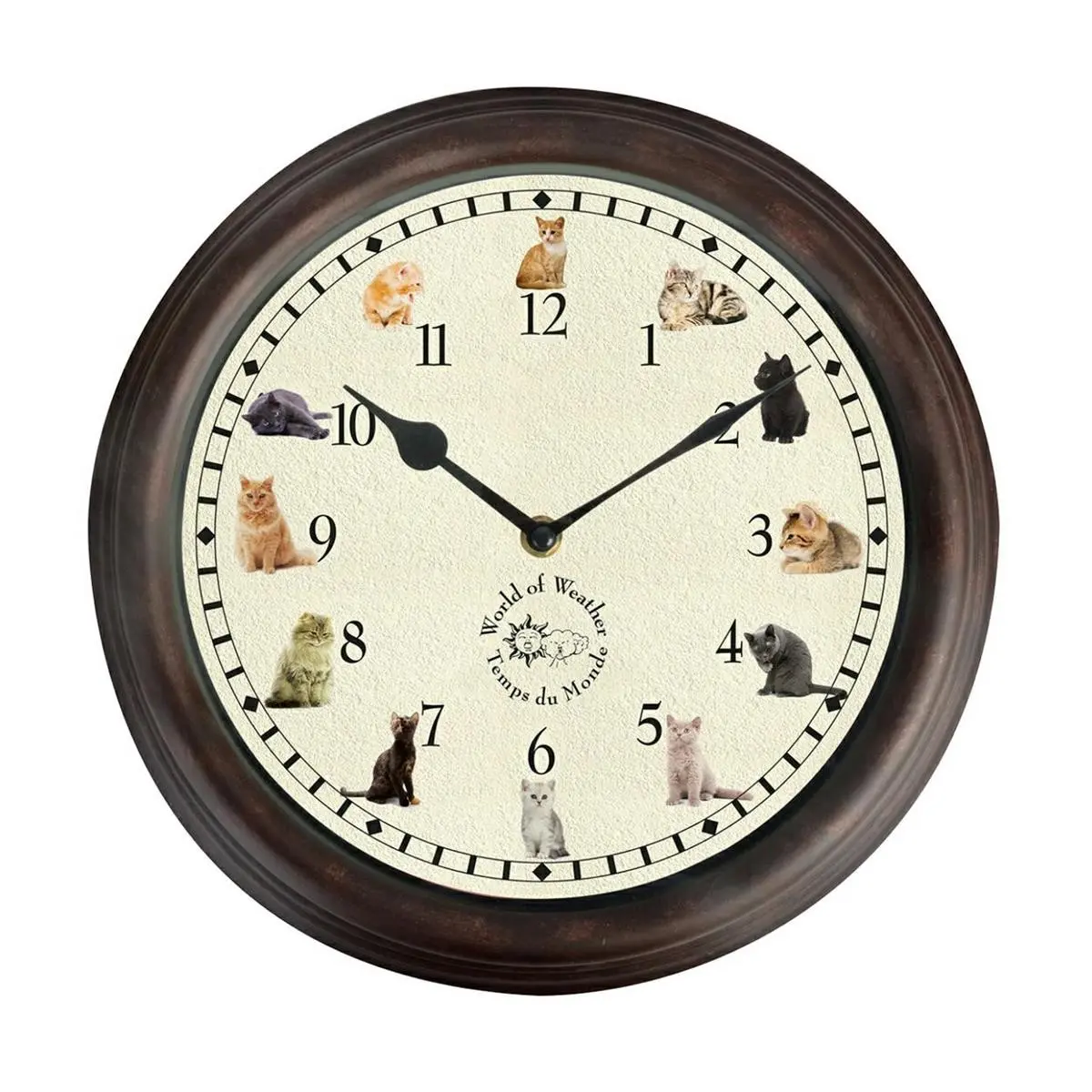 Esschert Design Nástěnné hodiny s kočičími zvuky Sciny 30 cm hnědé