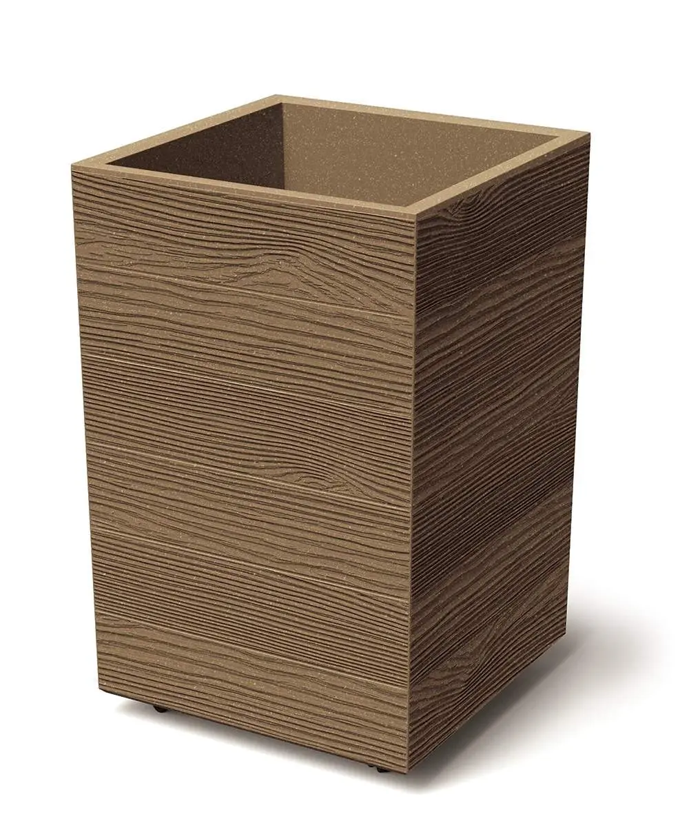 Prosperplast Květináč MADERAN SQUARE HIGH ECO WOOD 38,5 cm natural hnědý