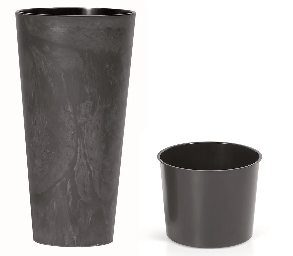 Prosperplast Květináč Tubus Effect tmavě šedý, varianta 20 cm