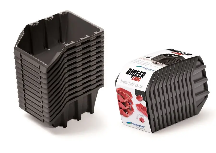 Prosperplast Sada úložných boxů 12 ks BENER 19 x 7,7 x 12 cm černá