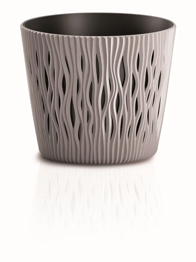 Prosperplast Květináč s vkladem Sandy Round mocca, varianta 18,9 cm