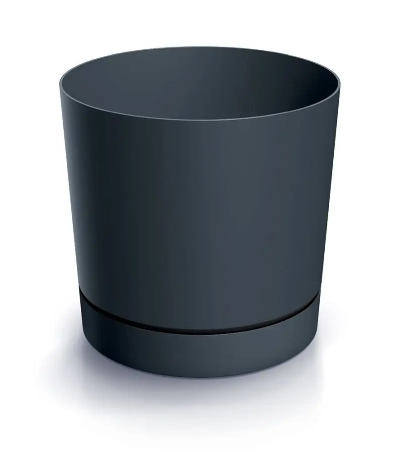 Prosperplast Plastový květináč TUBOS P s miskou antracitový matný, varianta 23,9 cm