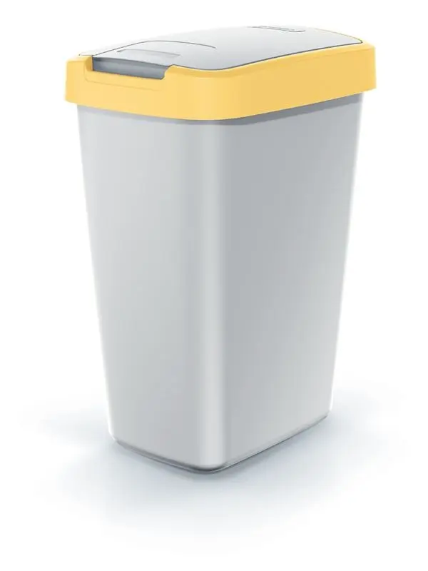 Prosperplast Odpadkový koš COMPACTO FLAS popelavě šedý/žlutý, varianta 45 l