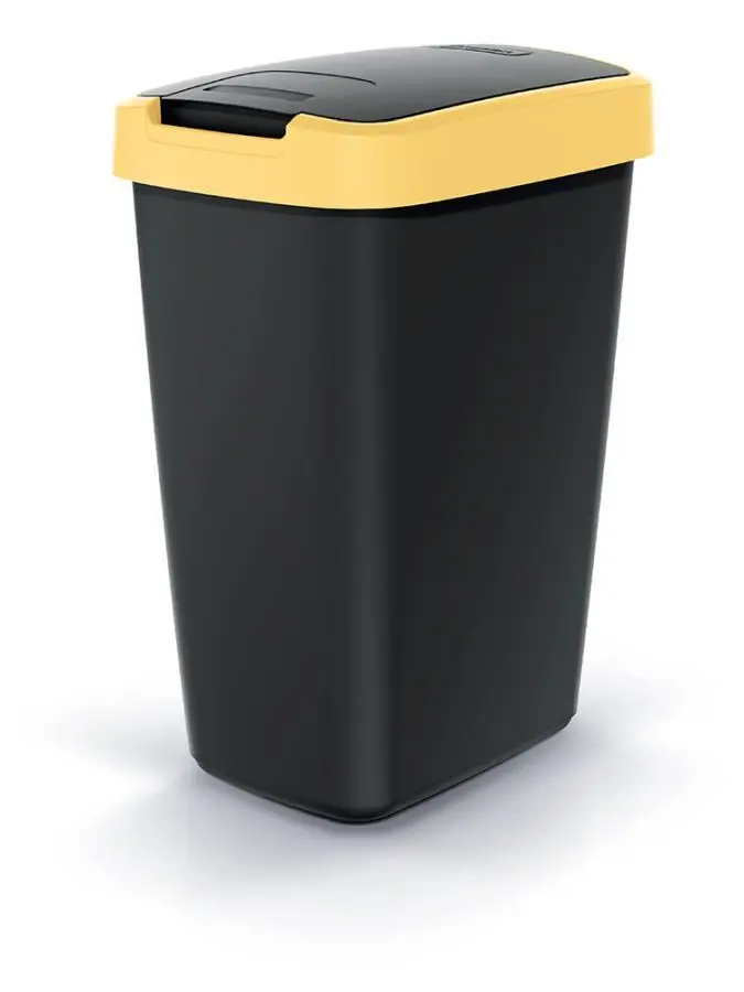 Prosperplast Odpadkový koš COMPACTO FLAS s víkem černý/žlutý, varianta