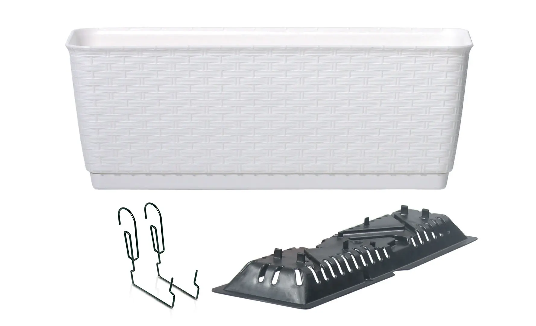 Prosperplast Truhlík s háky TEZIR bílý, varianta 38,6 cm