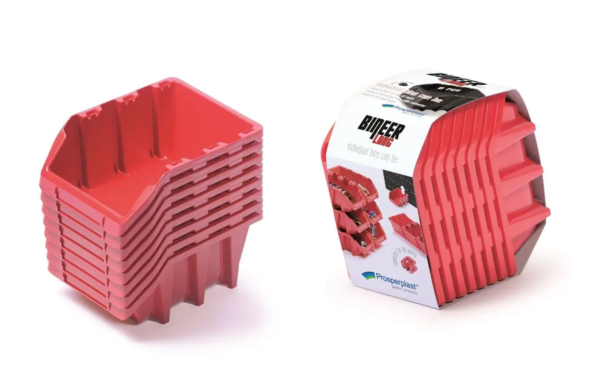 Prosperplast Sada úložných boxů 8 ks BENER 16 x 9,8 x 16 cm červená