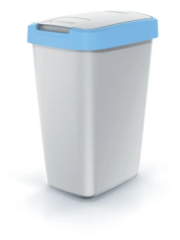 Prosperplast Odpadkový koš COMPACTO FLAS s víkem popelavě šedý/světle modrý, varianta 12 l