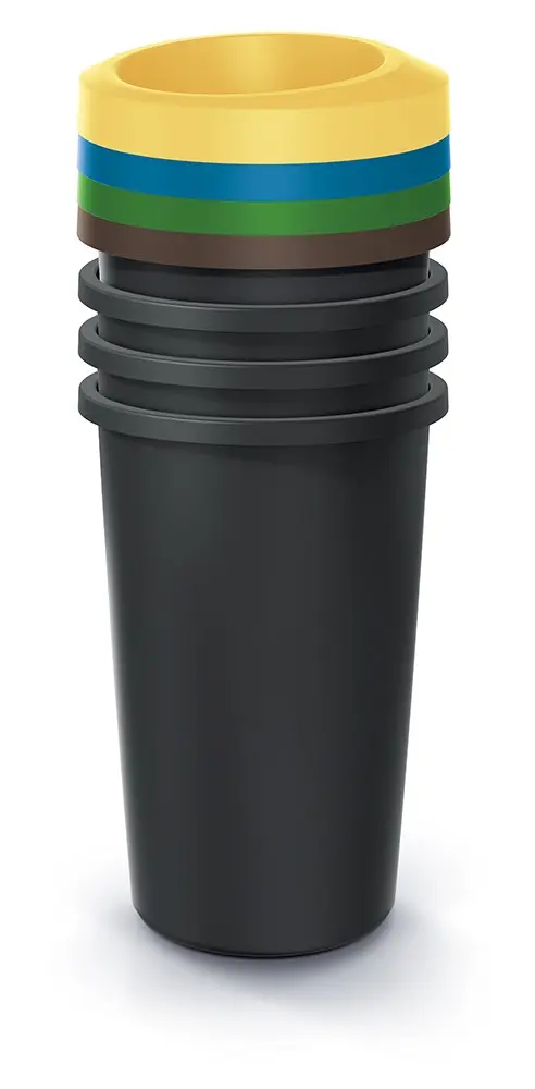Prosperplast Sada odpadkových košů COMPACTO DROPA 4x 35 L černá