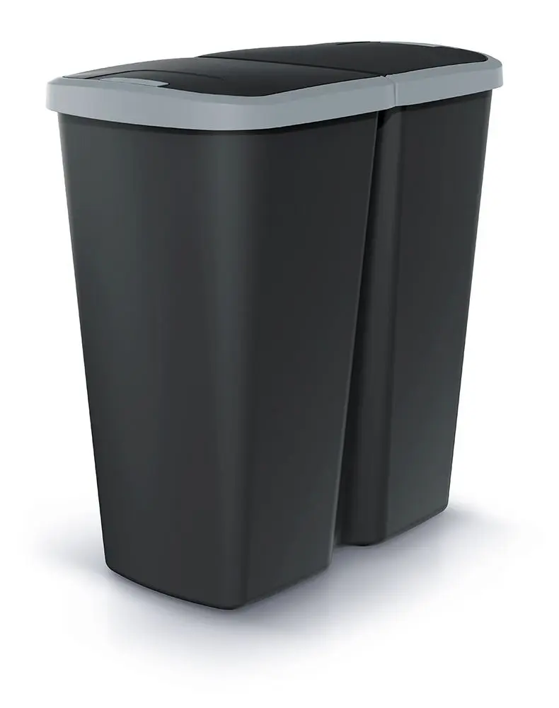 Prosperplast Odpadkový koš COMPACTO DUA černý/světle šedý, varianta 50 l