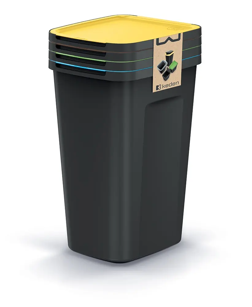 Prosperplast Sada odpadkových košů COMPACTO FLAS 4x 50 L černá