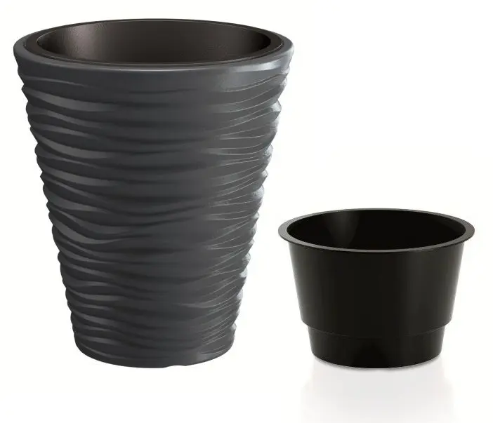 Prosperplast Květináč Small Sand s vložením tmavě šedý, varianta 38,8 cm
