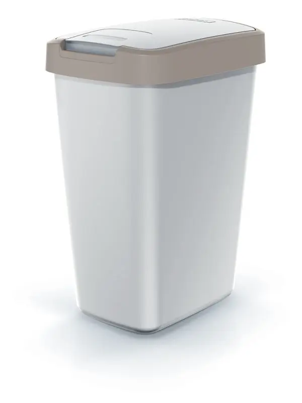 Prosperplast Odpadkový koš COMPACTO FLAS s víkem popelavě šedý/světle hnědý, varianta 12 l