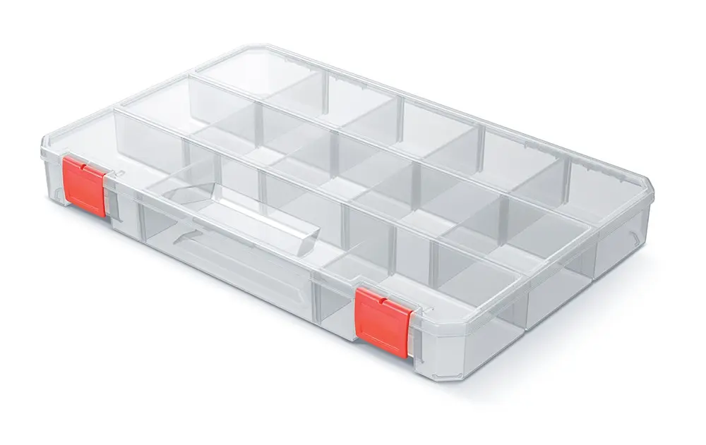 Prosperplast Organizér RQS BOX 35,5x23x4,1 cm transparentní/červený