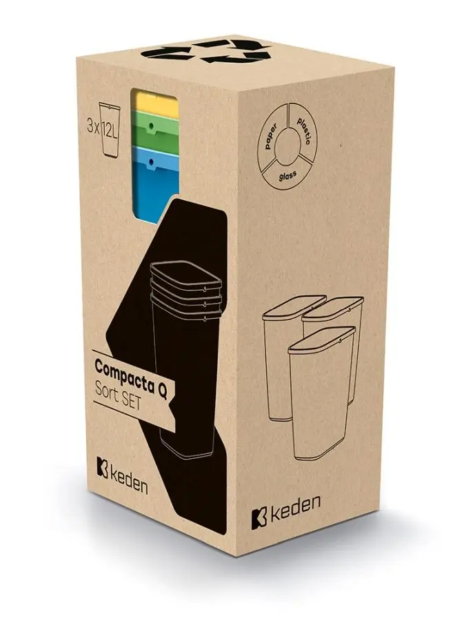 Prosperplast Sada 3 odpadkových košů COMPACTO 3x12 L vícebarevná