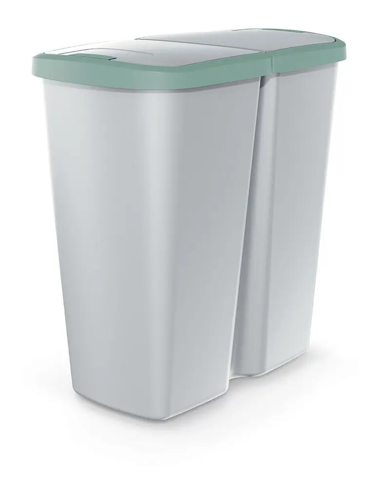 Prosperplast Odpadkový koš COMPACTO DUA popelavý/světle zelený, varianta