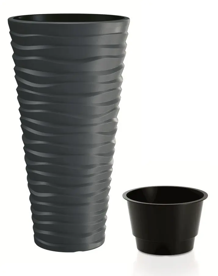Prosperplast Květináč Long Sand s vložením tmavě šedý, varianta 29,6 cm