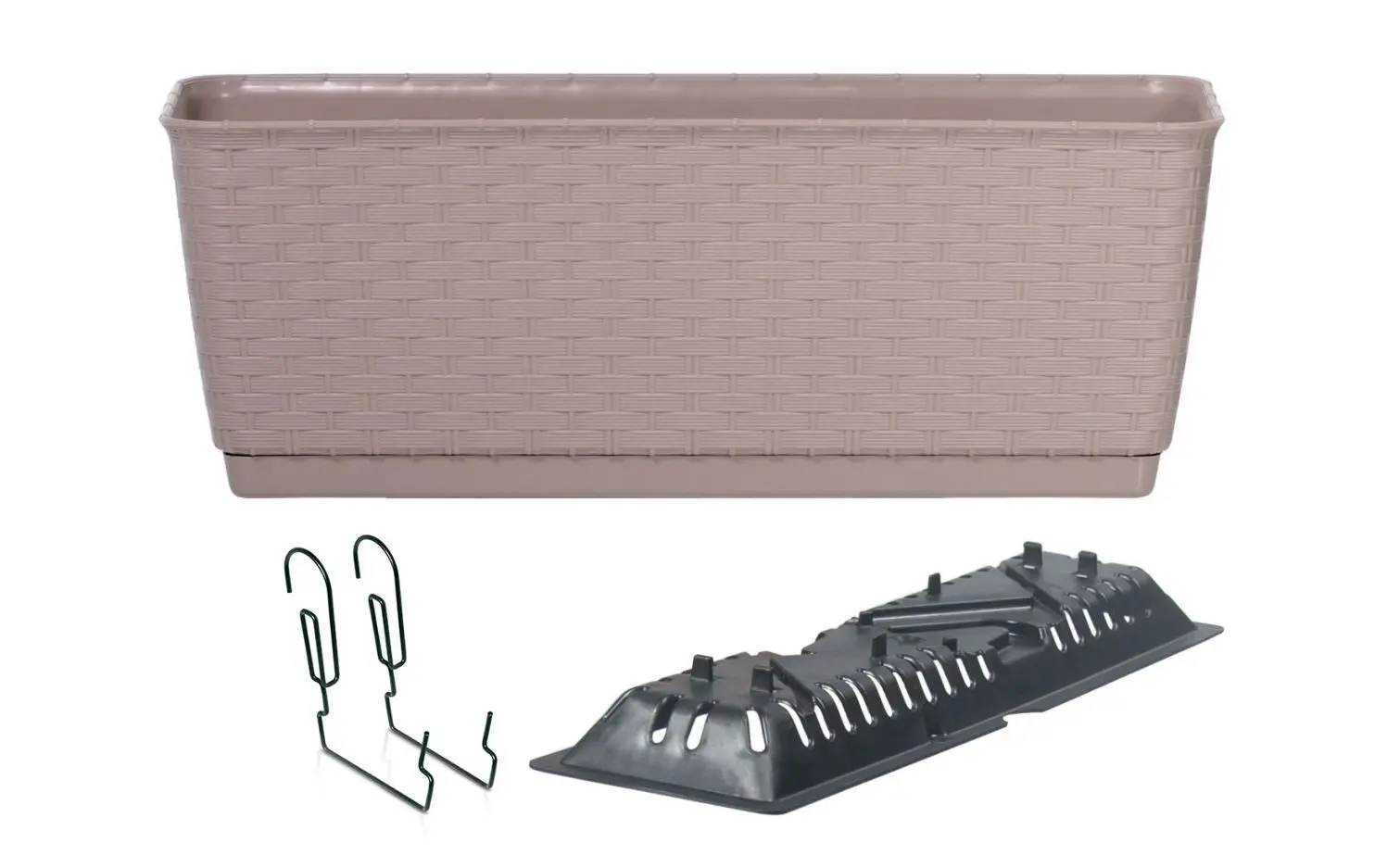 Prosperplast Truhlík s háky TEZIR mocca, varianta 38,6 cm