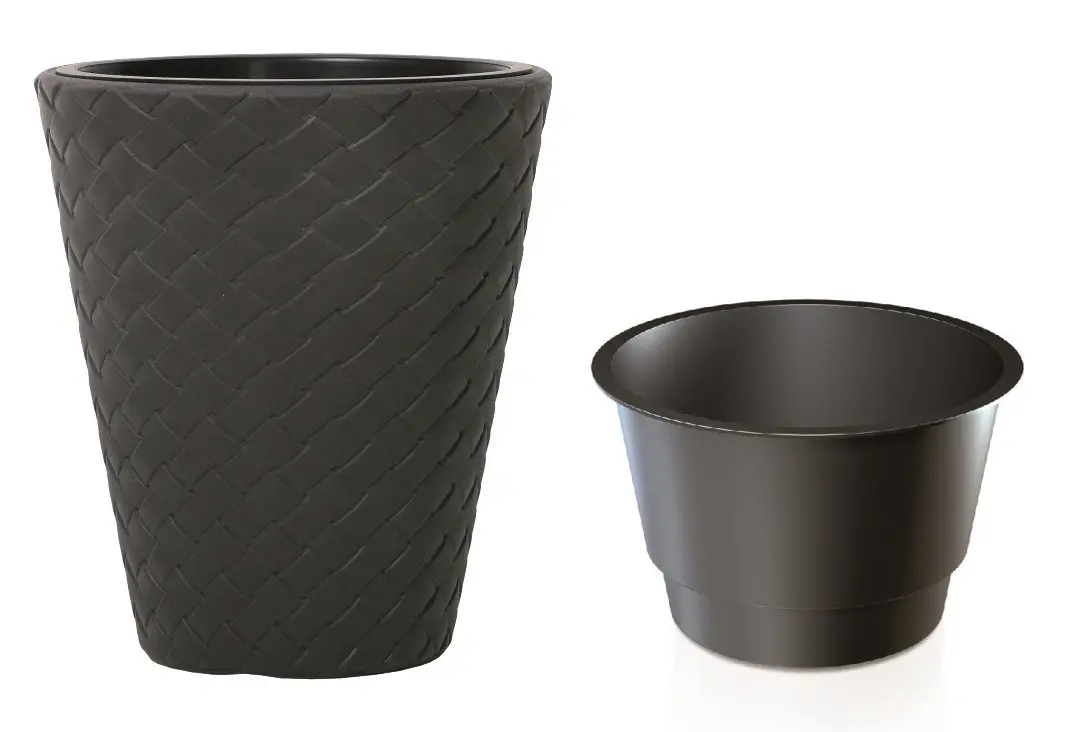 Prosperplast Květináč Little Matuba s vkladem tmavě šedý, varianta 30 cm