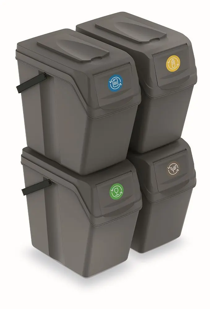 Prosperplast Sada košů na třídění odpadu SORTERRA 4x25L šedý kámen