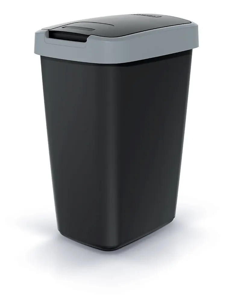 Prosperplast Odpadkový koš COMPACTO FLAS s víkem černý/světle šedý, varianta 25 l