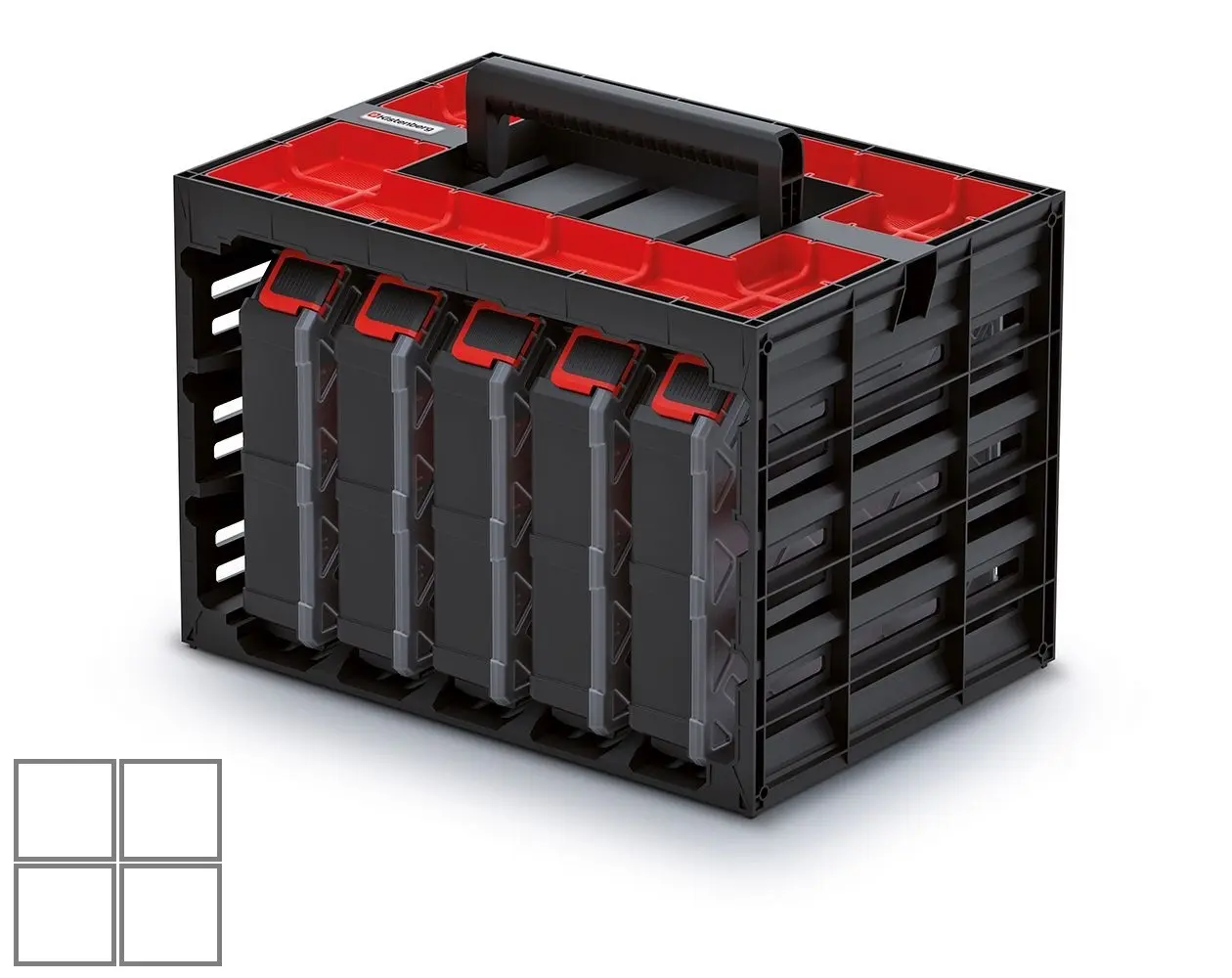 Prosperplast Sada organizérů 5 ks TAMON 41,5 x 29 x 29 cm černo-červená