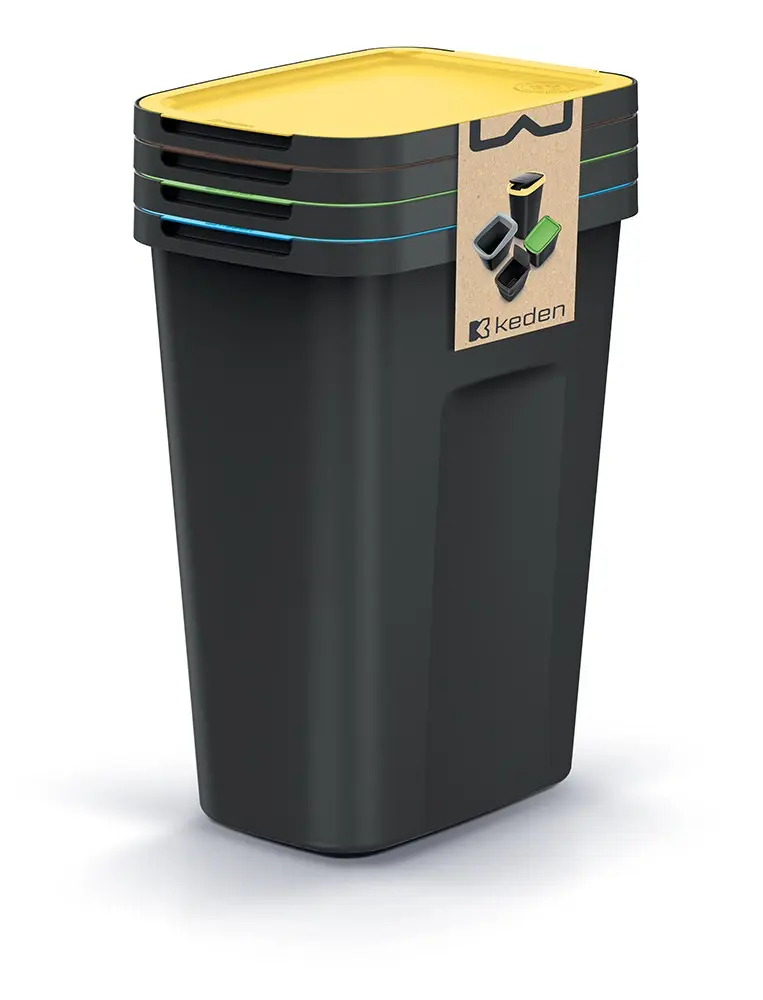 Prosperplast Sada odpadkových košů COMPACTO FLAS 4x 35 L černá