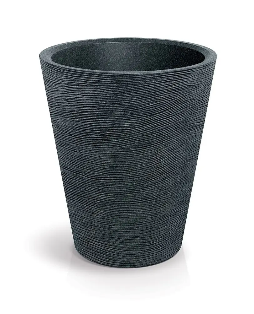Prosperplast Plastový květináč TUBRAN ROUND černý granit, varianta