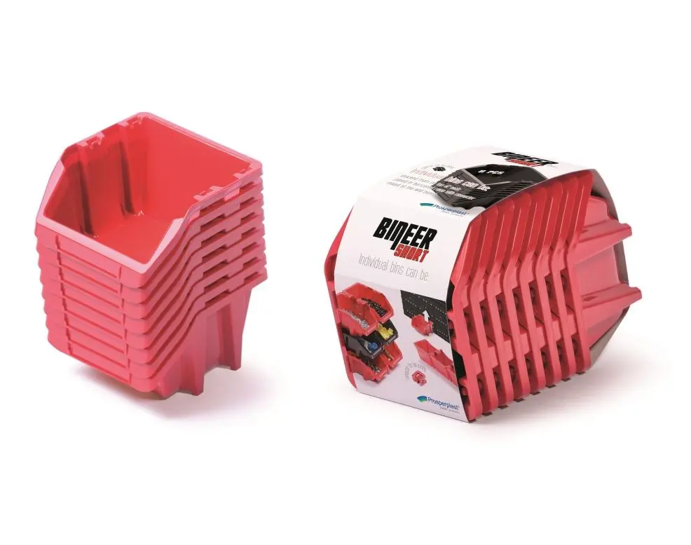 Prosperplast Sada úložných boxů 8 ks BENER 20,6 x 11,8 x 14,4 cm červená