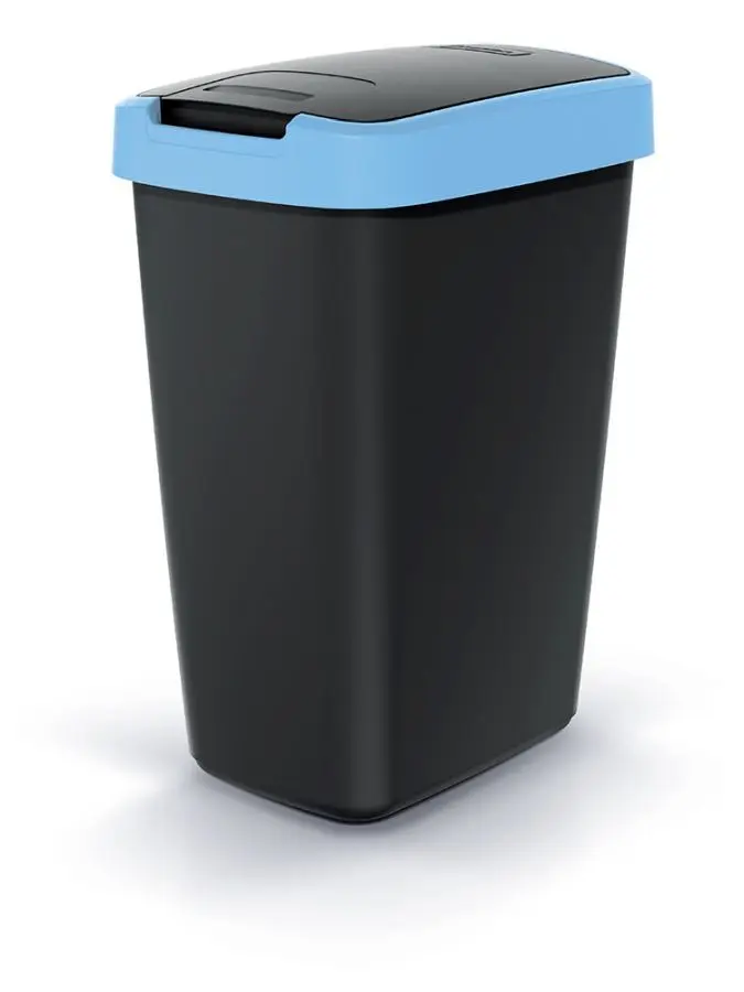 Prosperplast Odpadkový koš COMPACTO FLAS s víkem černý/světle modrý, varianta 45 l