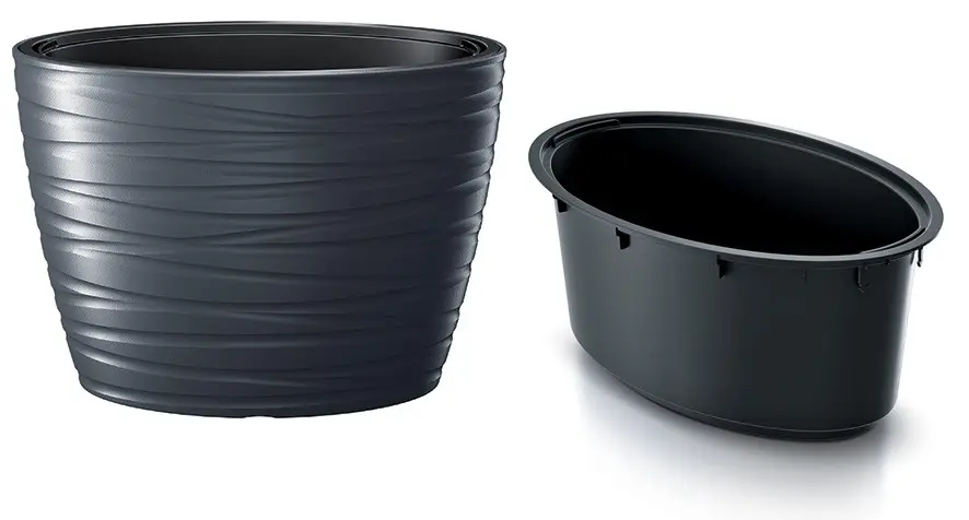 Prosperplast Květináč oválný s vkladem Maxe antracit 58,5cm