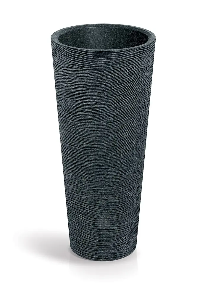 Prosperplast Plastový květináč TUBRAN ROUND SLIM I černý granit, varianta
